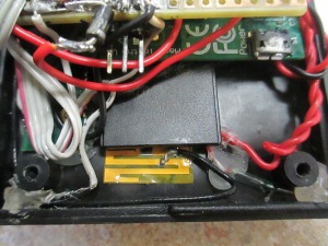 The card, with WiFi antenna and DS18B20 connectors visible.